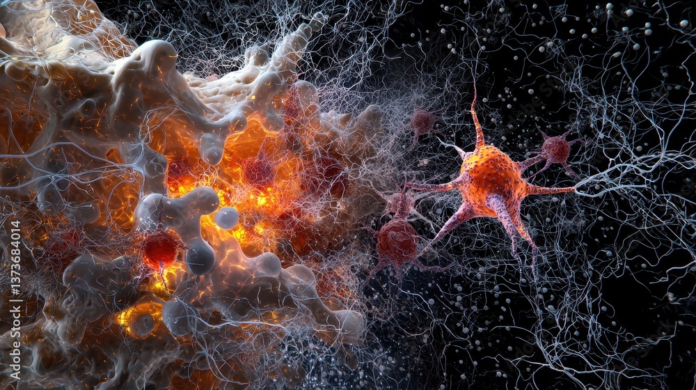 Poster intricate neural network representation captured in detailed 3d imagery of biological structures and