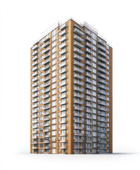 Fototapeta premium modern condominium building with numerous balconies on white background