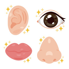 健康で元気な顔のパーツのイラストセット