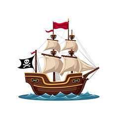 simple cartoon pirate ship adventure vector illustration transparent background isolated