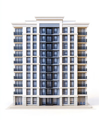 Elegant condominium building with modern design on white background
