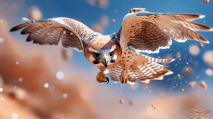 Obraz premium Majestic Hawk in Flight with Beautiful Background and Dynamic Motion