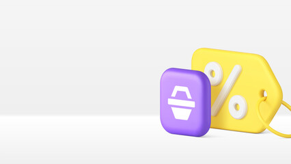 Shopping sale discount price off special offer banner copy space vector illustration. Shop store market supermarket Black Friday cost reduction retail business commercial bargain purchase clearance