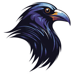 Raven retro logo illustration bird blackbird vector