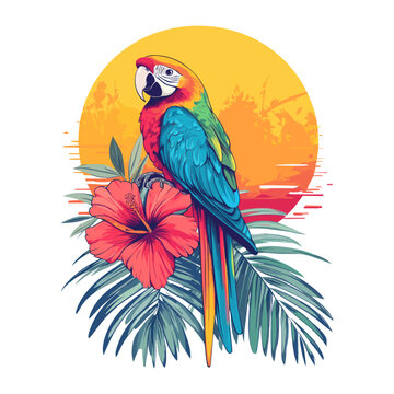 Parrot background tropical colorful vector