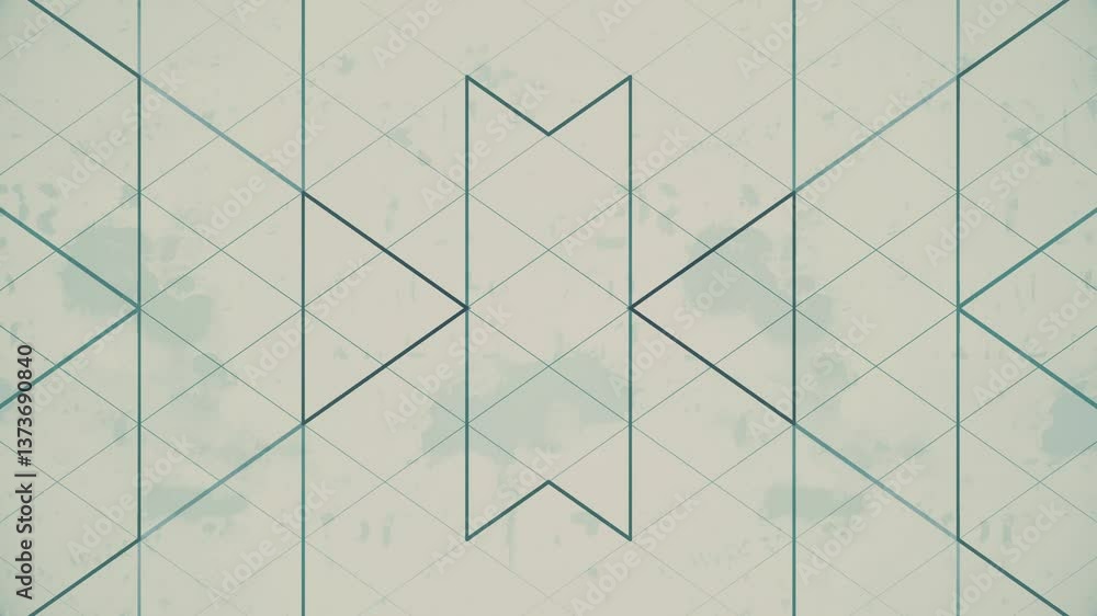 Fototapete Geometric seamless loop animation in which thin dark outlines form changing shapes on a light gray background. The symmetrical pattern creates a sense of movement. 3d rendering 4K