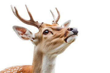 Majestic deer with antlers isolated on transparent background.