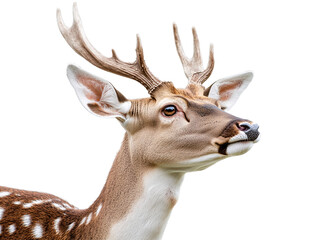 Majestic deer with antlers isolated on transparent background.