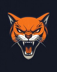 Fierce Roaring Tiger Illustration - Cartoon Style Vector Art Logo