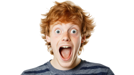 Astonishing surprise, a young boy's unexpected reaction captured in closeup portrait