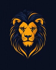 Obraz premium Stylized Lion Vector Art: Fierce Modern Design for Branding