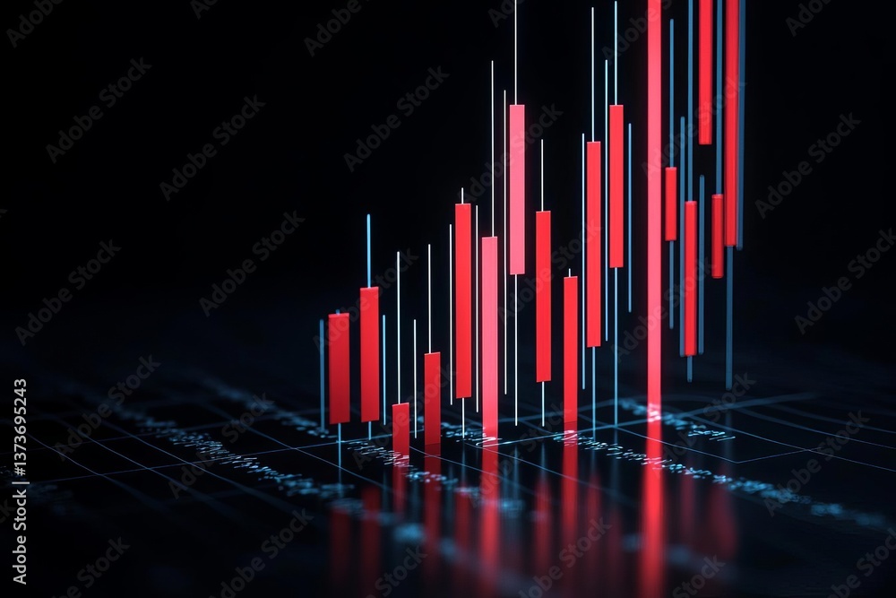 Poster dynamic stock market graph displaying fluctuating trends and price movements.