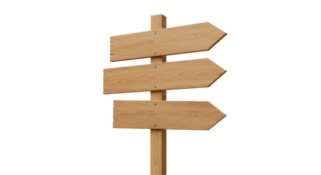 Isolated Wooden Directional Signpost