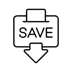 Obraz premium Save icon with arrow in outline style