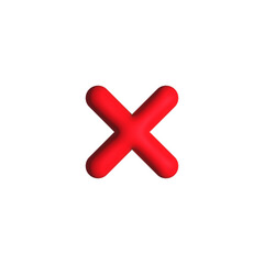 Obraz premium Red Cross Checkmark isolated on a Transparent Background Png file