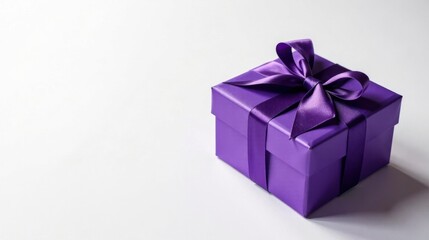 Obraz premium A Luxurious Purple Gift Box with a Satin Ribbon Bow, Perfect for Special Occasions