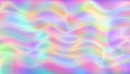 Fluid wavy abstract background in soft pastel shades featuring rainbowlike colors creating dreamy ethereal look perfect for digital design and creative projects. Hologram vibrant realistic concept.