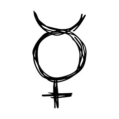 Hand drawn hermaphroditus gender identity icon Symbol used to represent sex and gender
