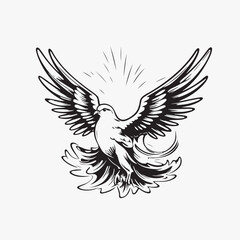Obraz premium Dove flat old school illustration vector.