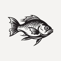 Fototapeta premium Fish flat old school illustration vector.