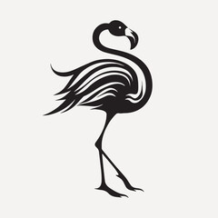 Flamingo flat old school illustration vector.