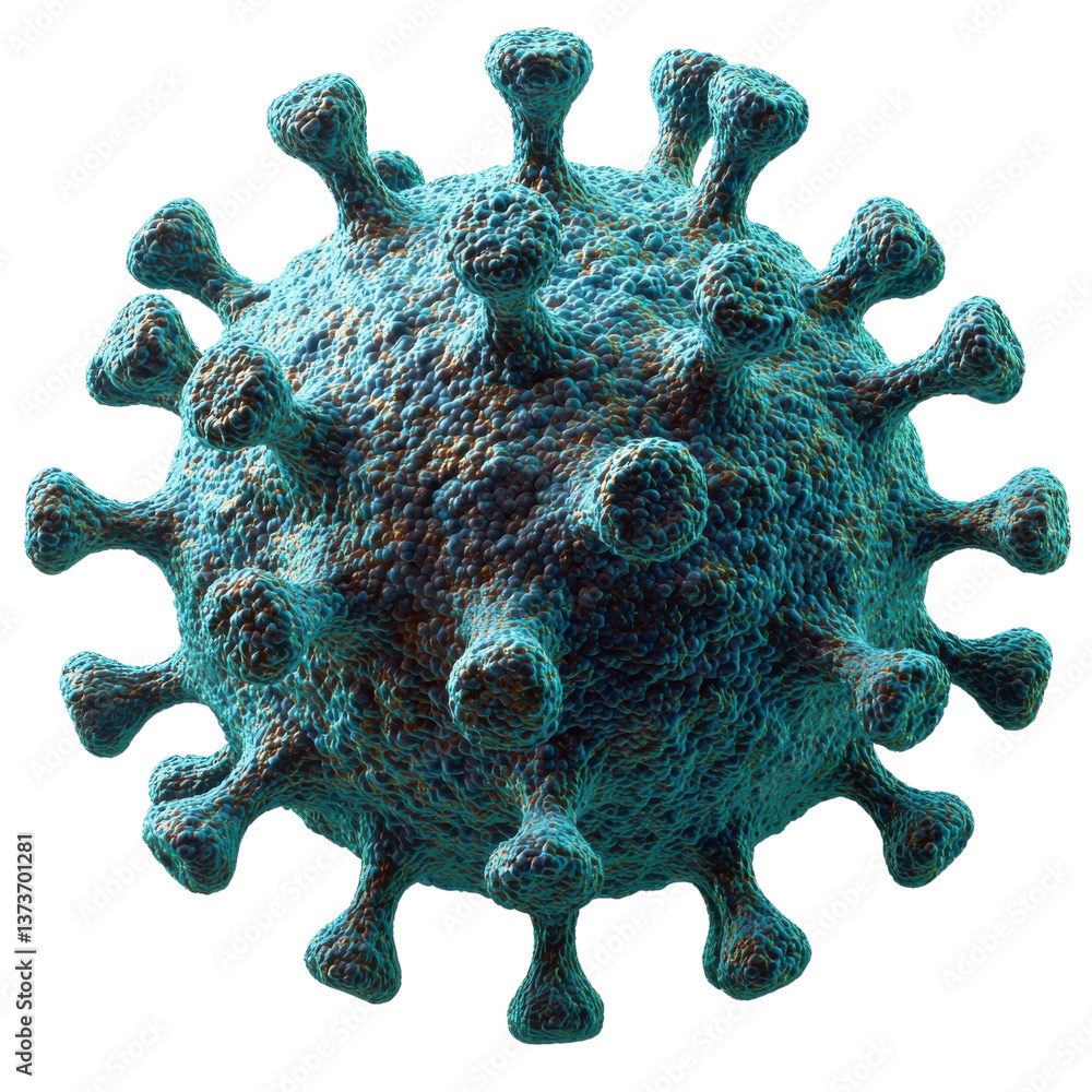 Poster detailed microscopic view of a complex spherical virus structure revealing its intricate design and 