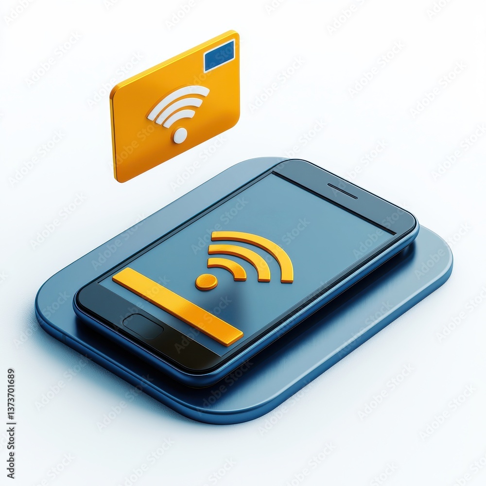 Poster a digital payment icon depicting a smartphone with nfc near field communication technology symbolizi