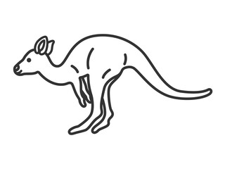カンガルー（線画）のイラスト