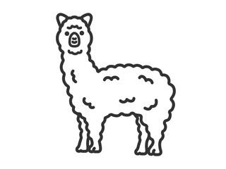アルパカ（線画）のイラスト