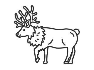 トナカイ（線画）のイラスト