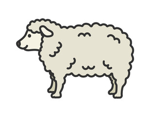 羊（線画カラー）のイラスト