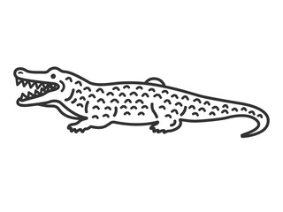 ワニ（線画）のイラスト