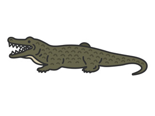 ワニ（線画カラー）のイラスト