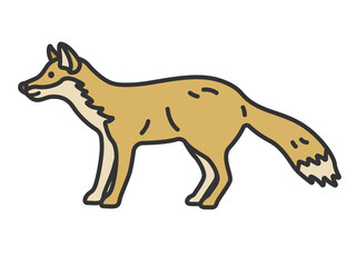 キツネ（線画カラー）のイラスト