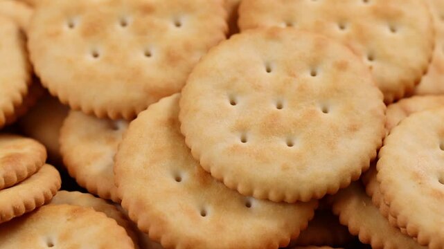 Close-up of crackers on wooden