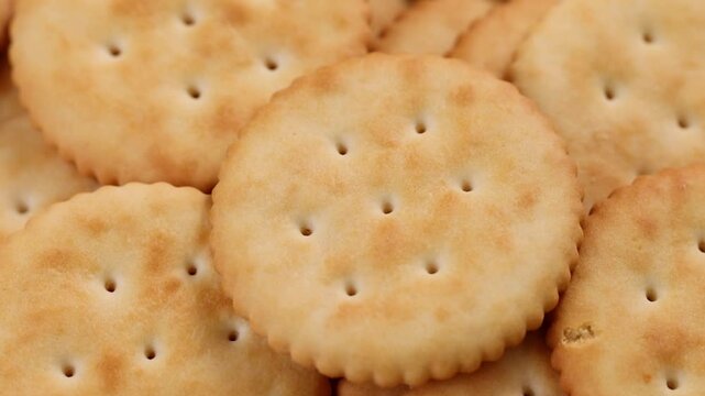 Close-up of crackers on wooden