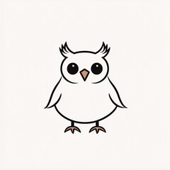 Fototapeta premium Minimalist cute owl with minimal lines