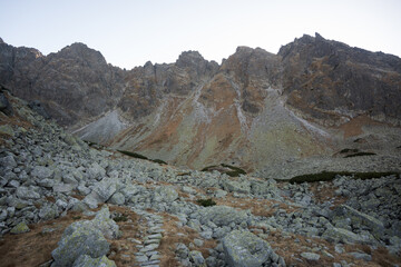 High mountain trail in the High Tatras, Pańszczyca Valley.