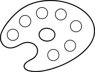 Fototapeta premium Palette with circular color wells, commonly used in painting and art.