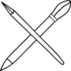 Naklejka premium Crossed pencil and paintbrush illustration, symbolizing creativity and artistry. Ideal for educational or artistic contexts.