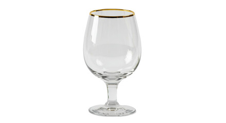 Isolated Empty Wine Glass with Gold Rim