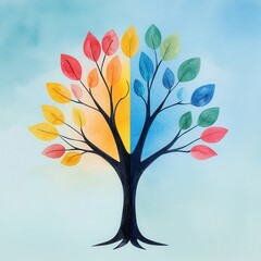 Fototapeta premium A watercolor Tree of Life painting as a wedding guestbook for loved ones to sign,Tree of Life Wedding Themes