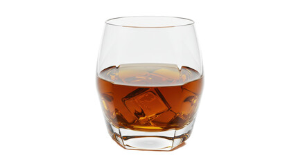 Isolated Whiskey Glass with Ice