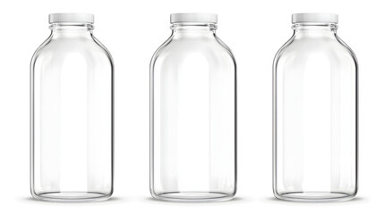 Empty glass bottles on a white background  