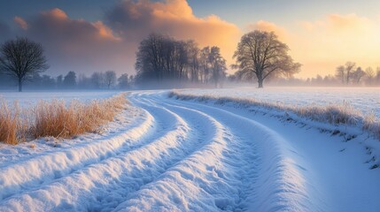 Obraz premium Detailed Frost Formations on a Field in the Early Winter Light
