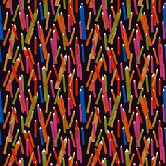 seamless school pattern with colored pencils