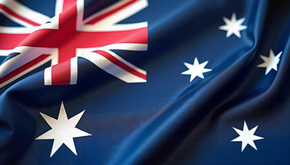  Close-up of Australian flag fabric with detailed seams and pleats.


