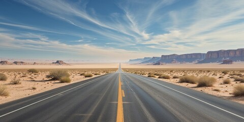 Fototapeta premium High Resolution Image of Horizontal View of a Desert Road Leading to the Horizon.