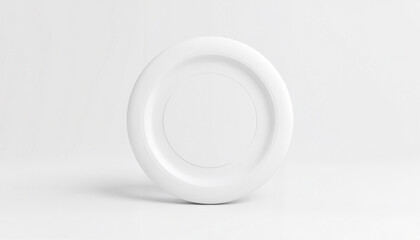 Classic white frisbee on plain background, sports equipment concept