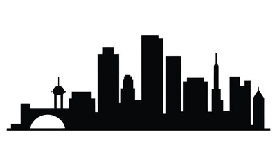 Naklejka premium Caracas City Skyline Silhouette, Vector, Icon, Logo, White Background.